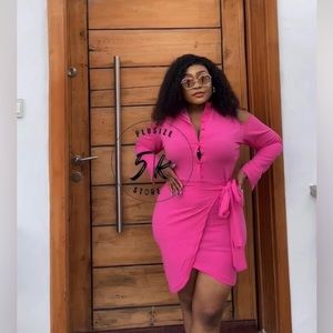 Pink Cold Shoulder Dress